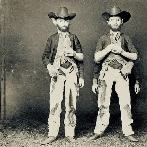 Image similar to kangaroo and wallaby dressed as cowboys, small town, 1 8 6 0 s, photo