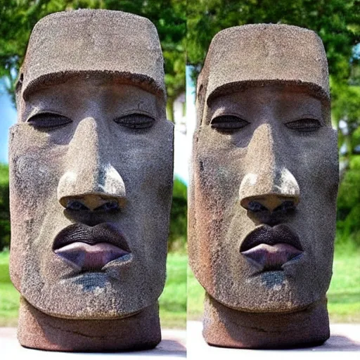 Image similar to 'Kanye West'!! as a moai head on easter Island