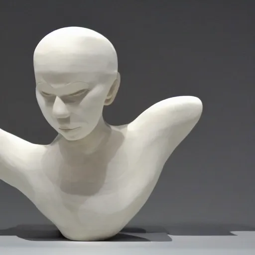 Image similar to modern art, abstract sculpture, woman, white clay, moma, 8 k