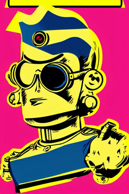 Image similar to fallout 7 6 retro futurist illustration art by butcher billy, sticker, colorful, illustration, highly detailed, simple, smooth and clean vector curves, no jagged lines, vector art, smooth andy warhol style