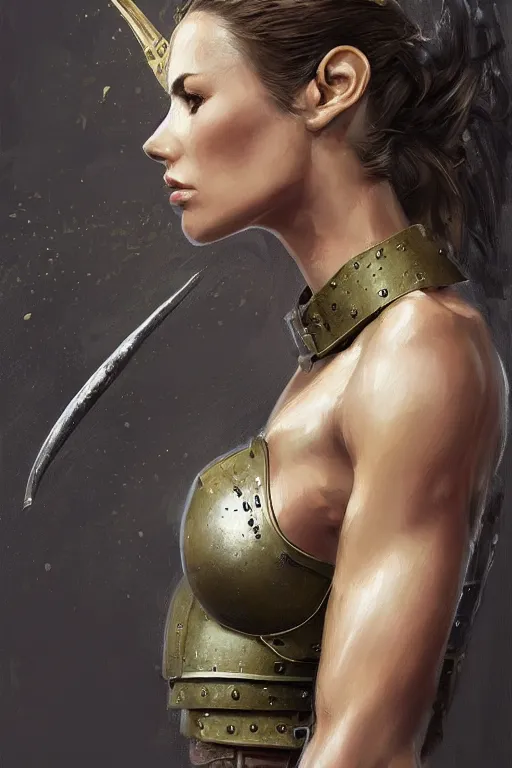 Prompt: a professional portrait of an attractive young woman, clothed in military-style battle armor, olive skin, long dark hair, beautiful bone structure, symmetrical facial features, intricate, elegant, digital painting, trending on Artstation, concept art, smooth, sharp focus, illustration, finely detailed, from Metal Gear by Ruan Jia and Mandy Jurgens and Artgerm and William-Adolphe Bouguerea, award winning
