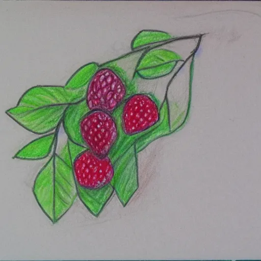 Image similar to super basic drawing of berries and diamonds, crayon on paper