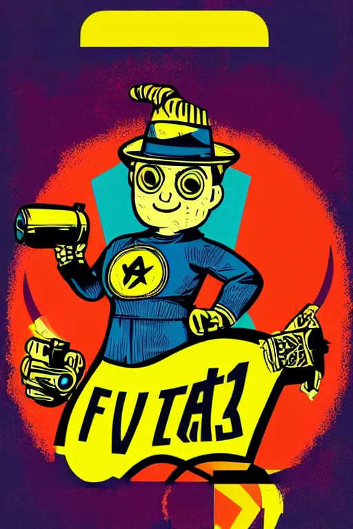 Image similar to fallout 7 6 retro futurist illustration art by butcher billy, sticker, colorful, illustration, highly detailed, simple, smooth and clean vector curves, no jagged lines, vector art, smooth andy warhol style