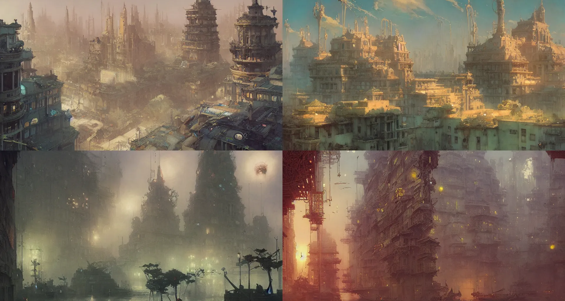 Prompt: port city, art deco architecture, art by ferdinand knab, ruan jia, ivan aivazovsky, dean cornwell, joseph leyendecker, peter mohrbacher, marc simonetti, ismail inceoglu, finnian macmanus, reza afshar