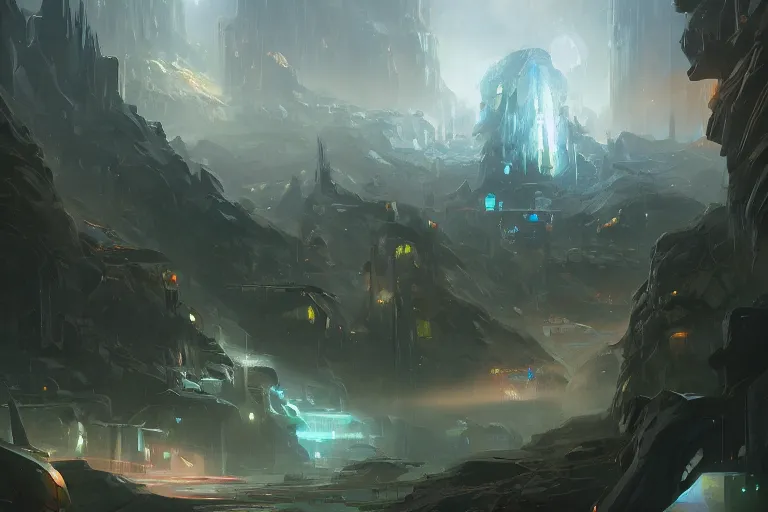 Image similar to a glorious elfic crystal city, james paick, artstation