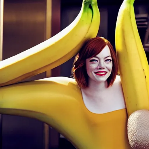 Image similar to emma stone as an anthropomorphic banana