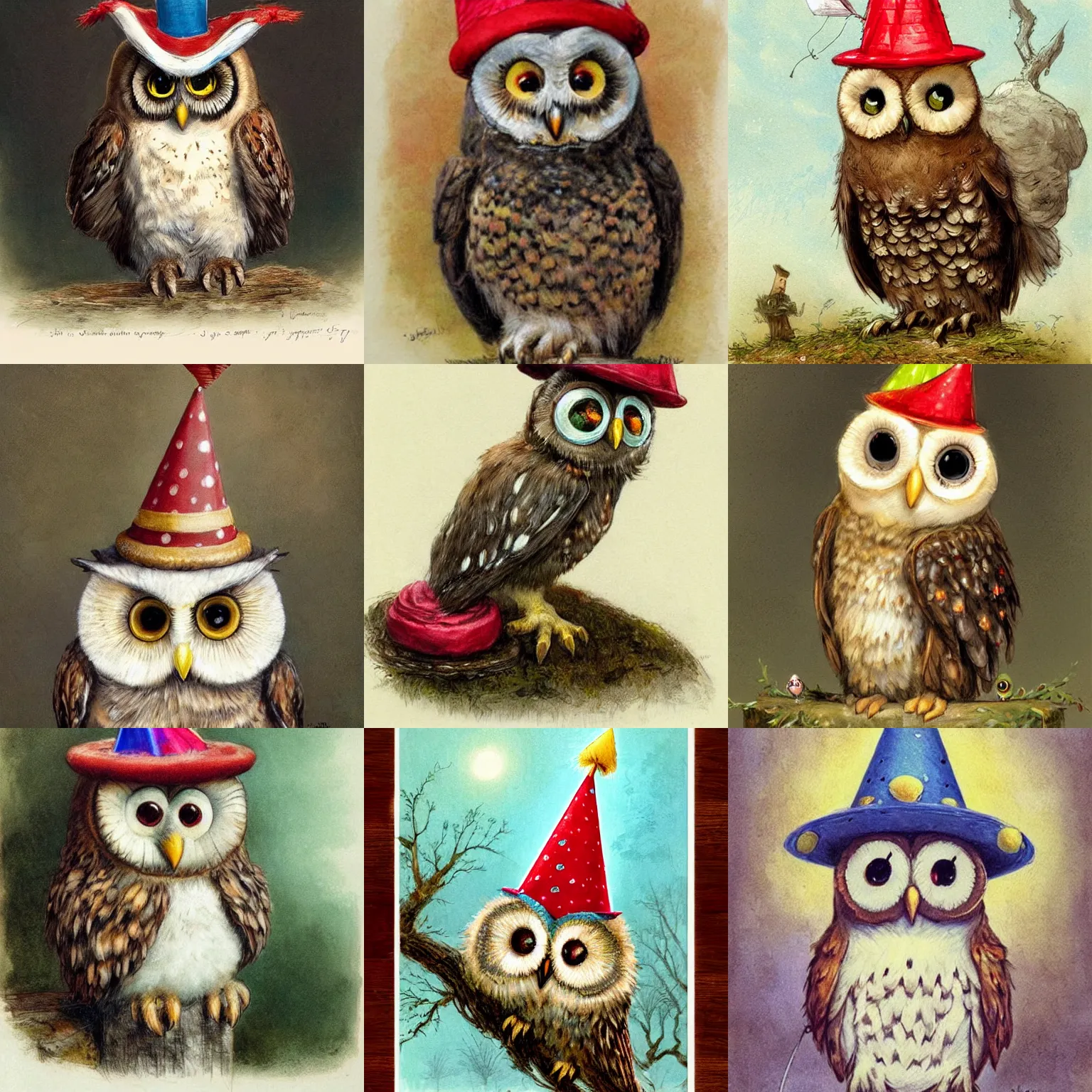 Prompt: ( ( ( shy guy ) ) ) by jean baptiste monge!!!! birthday owl in a party hat