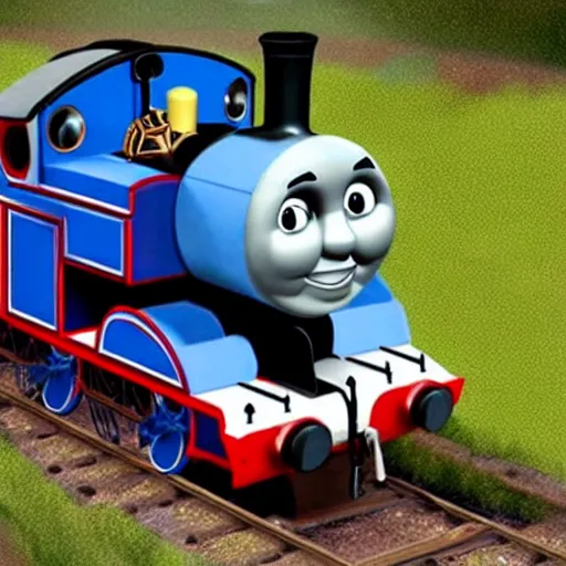 Prompt: Thomas the Tank Engine with Alex Jones face