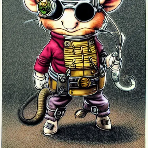 Image similar to a rat with steampunk googles, by Akira Toriyama