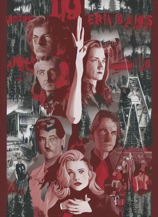 Image similar to twin peaks movie poster art by enric