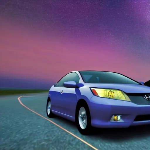 Prompt: 2008 Honda Civic flying through a distant galaxy, cinematic lighting, 8k, highly detailed