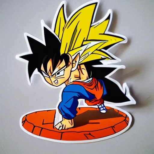 Image similar to die cut sticker, goku using gomu gomu no gatling by luffy, splatter paint