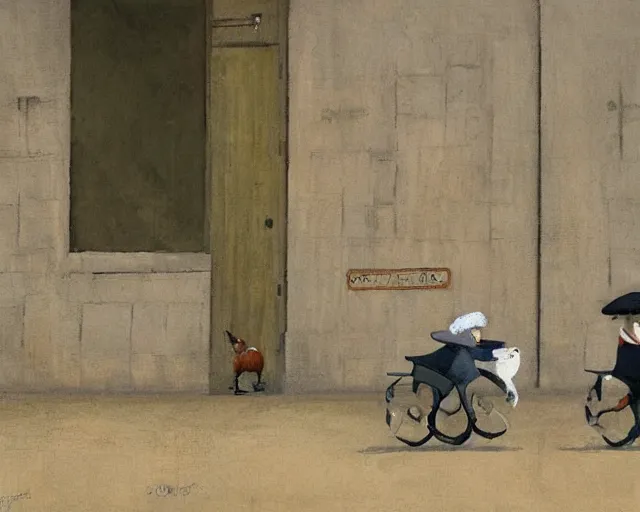 Image similar to a painting by sam toft and guy billout