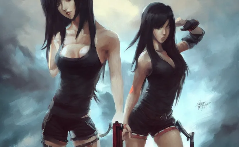 Prompt: a painting of tifa trending on artstation in the style of greg rutkowski