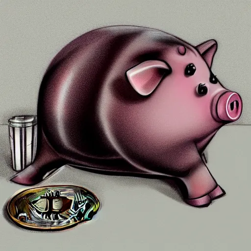 Image similar to a crypto piggy bank, hyper realism, trending on art station