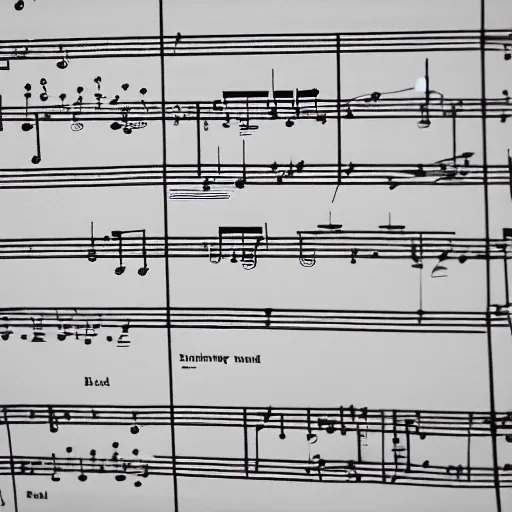 Prompt: closeup of sheet music for the most amazing piece of music ever composed, highly detailed, sharp focus