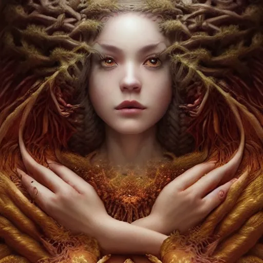 Image similar to by artgerm and agostino arrivabene, visually stunning, cinematic, ultra realistic, hyper realism, epic, octane render, unreal engine, vfx, maya, a princess in a tower waiting for her prince, fungal enchanter, murloc tinyfin, dread infernal, wee whelp, battle ram