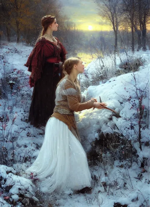 Prompt: the witch of frost by daniel ridgway knight and vladimir volegov and alexander averin and delphin enjolras and daniel f. gerhartz