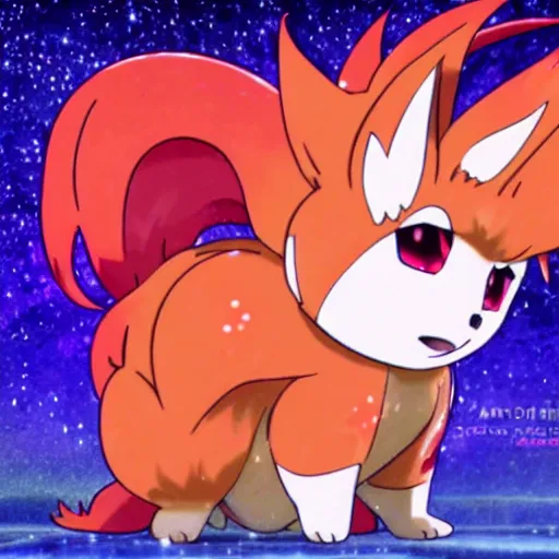 Image similar to vulpix, pokemon, as depicted in the anime