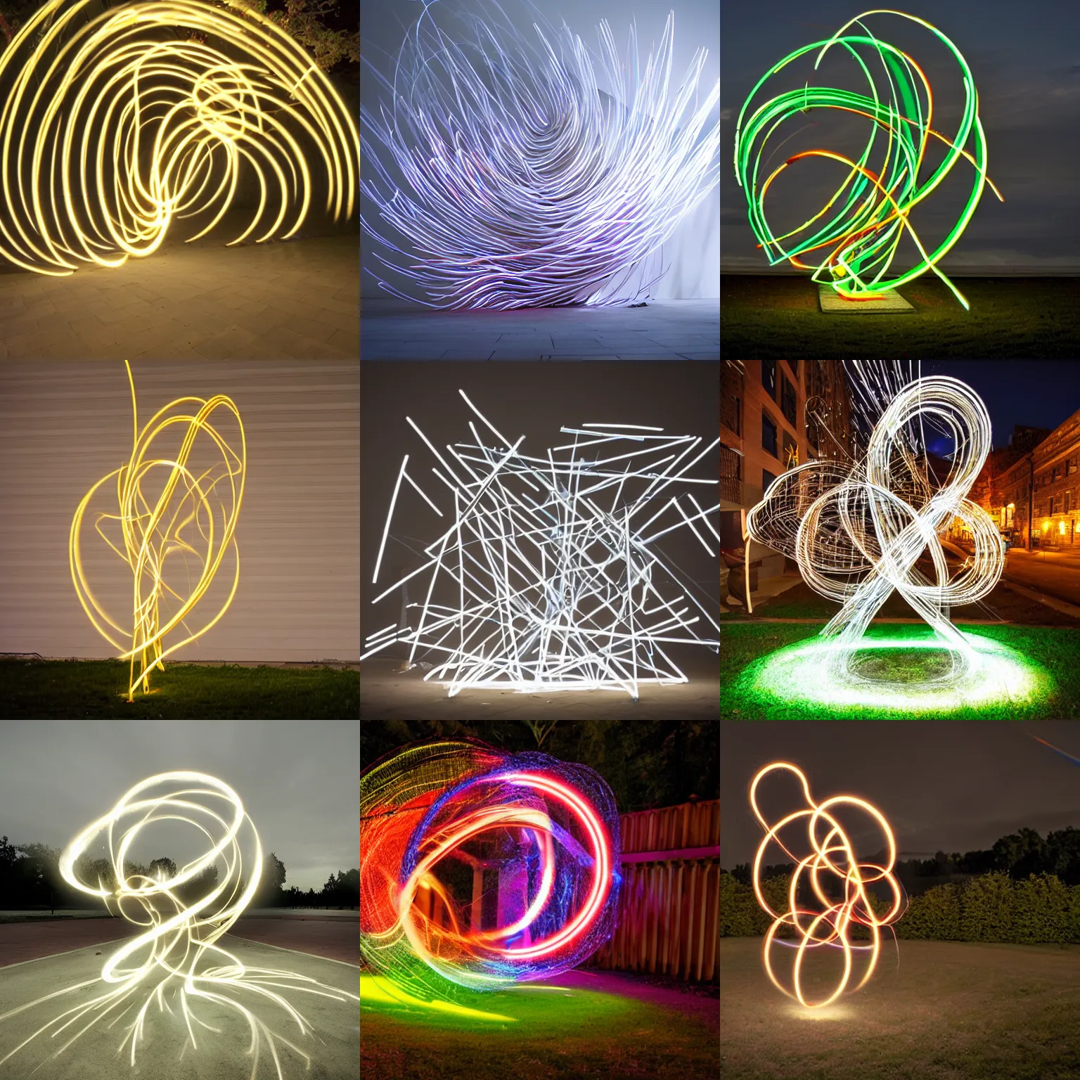 Prompt: light painting sculpture