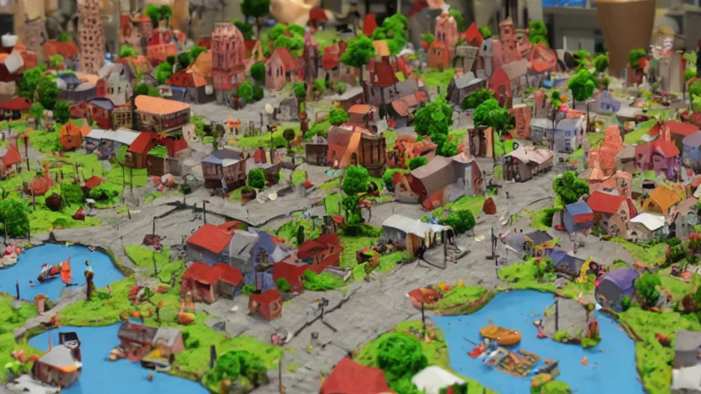 Image similar to A small city in a claymation style