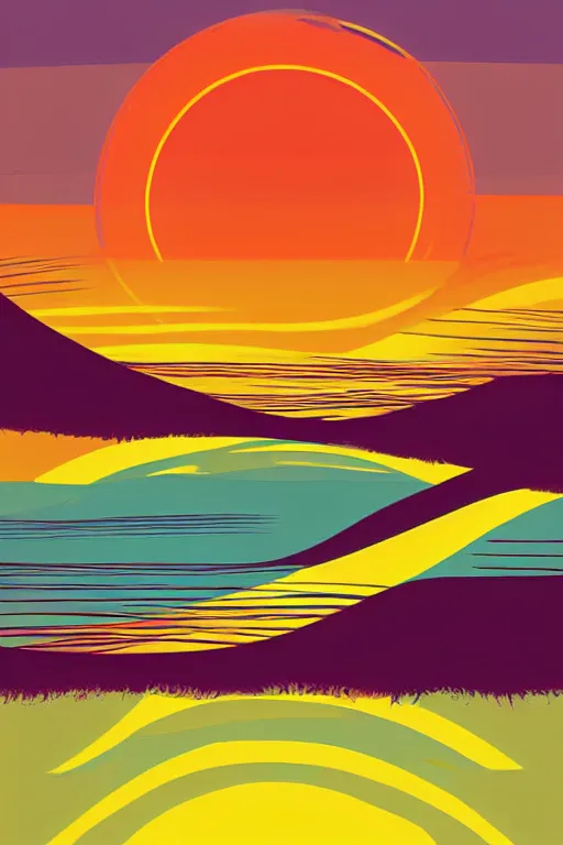 Image similar to minimalist boho style art of colorful lissabon at sunset, illustration, vector art