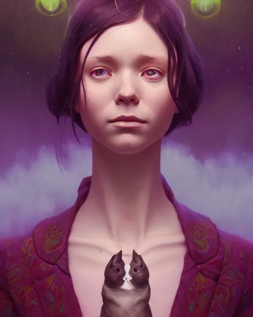 Image similar to highly detailed surreal vfx portrait of a chartreux, stephen bliss, unreal engine, greg rutkowski, loish, rhads, beeple, makoto shinkai and lois van baarle, ilya kuvshinov, rossdraws, tom bagshaw, alphonse mucha, global illumination, detailed and intricate environment