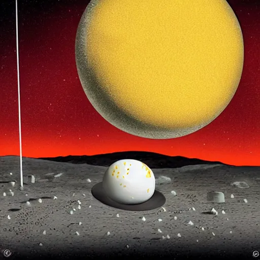 Image similar to an alien society on the moon made entirely from cheese. digital illustration. highly realistic and detailed.