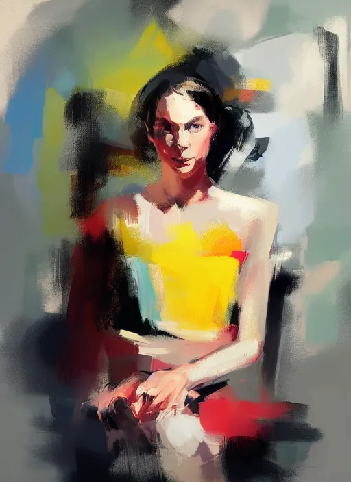 Image similar to a portrait of a pretty young lady by adrian ghenie