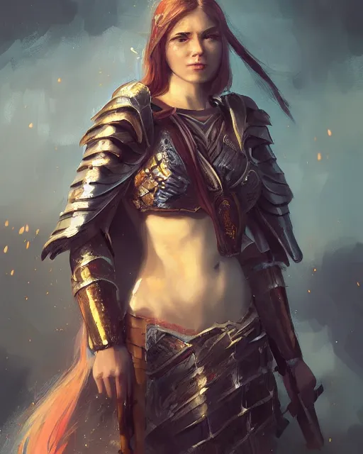 Prompt: A beautiful female warrior by WLOP