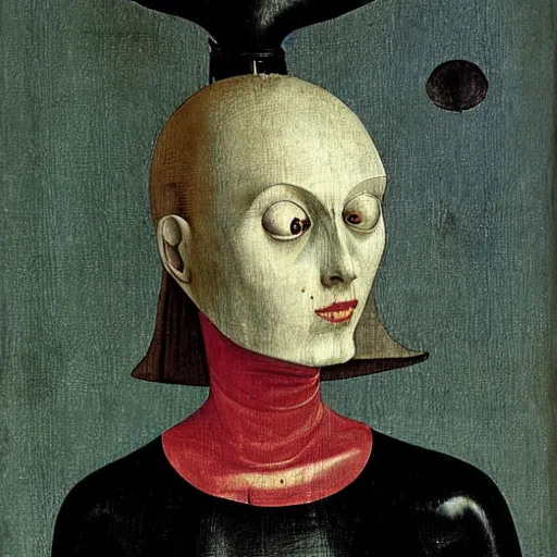 Image similar to a portrait of a female android by hieronymous bosch