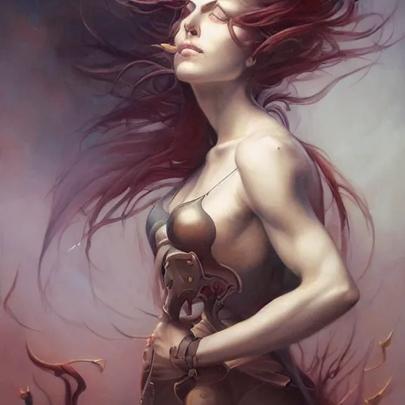 Image similar to a highly detailed beautiful portrait in the style of peter mohrbacher and in the style of jean delville.