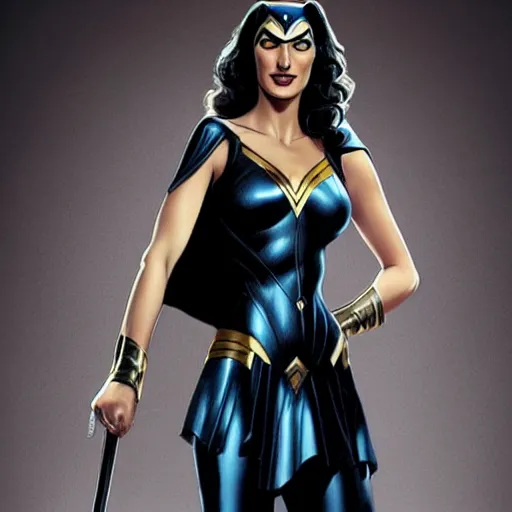 Image similar to an potrait of gal gadot cast of the zatana, photorealistic, high detail, full body shot.