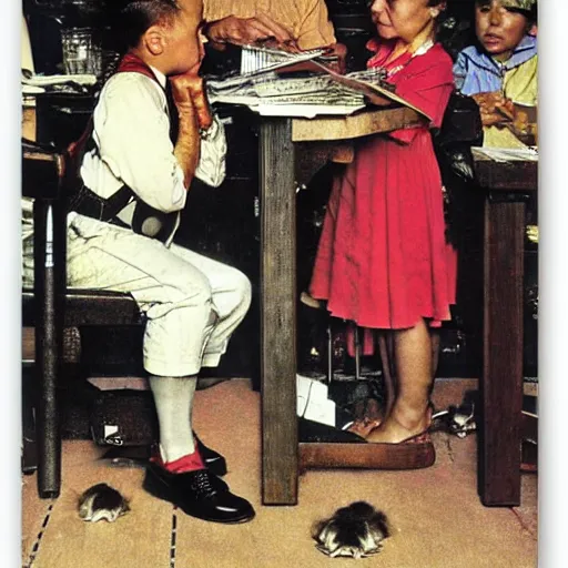 Prompt: insider trading by norman rockwell