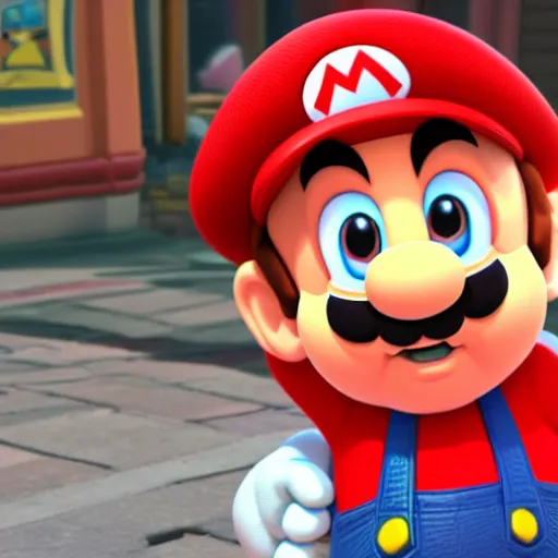 Image similar to portrait of mario from super mario odyssey - 8K with ray tracing