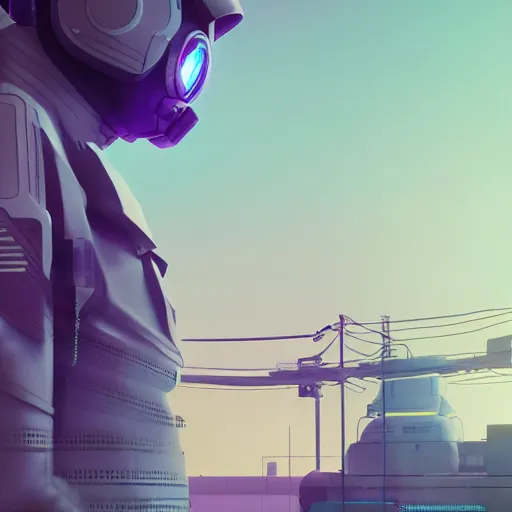 Prompt: japanese cyber soldier 2064 by beeple, Pi-Slices and Kidmograph, beautiful digital illustration