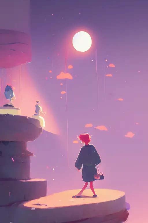 Image similar to she imagined a moment of pure bliss and everyone looked at her, cory loftis, james gilleard, atey ghailan, makoto shinkai, goro fujita, character art, exquisite lighting, clear focus, very coherent, plain background, dramatic painting