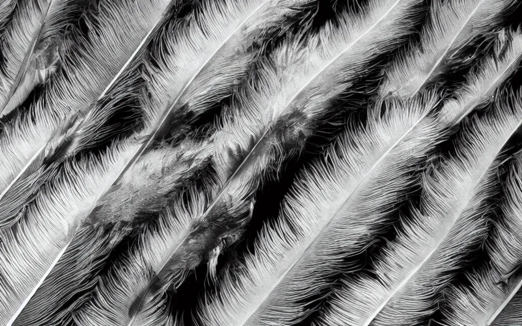 Image similar to close up of feathers, high contrast cinematic lighting, ambient occlusion render, duotone, detailed