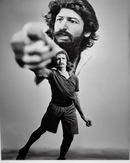 Prompt: Portrait of Larry Bird, Larry Bird as Che Guevara, Guerilla Heroica, Black and White, Photograph by Alberto Korda, inspiring, dignifying, national archives