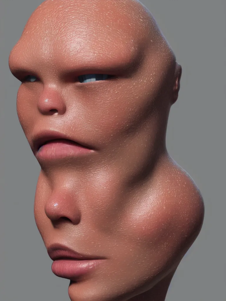 Image similar to simple primitive tube shape, textured with photorealistic human skin, photoreal details, straight smooth vertical, highly realistic bump map, surface painter, pixar renderman, metahuman