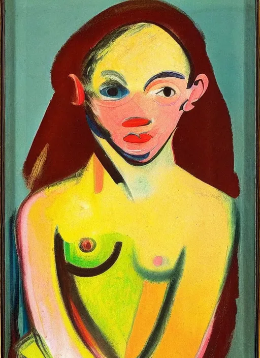 Prompt: willem de kooning painting, portrait of a girl