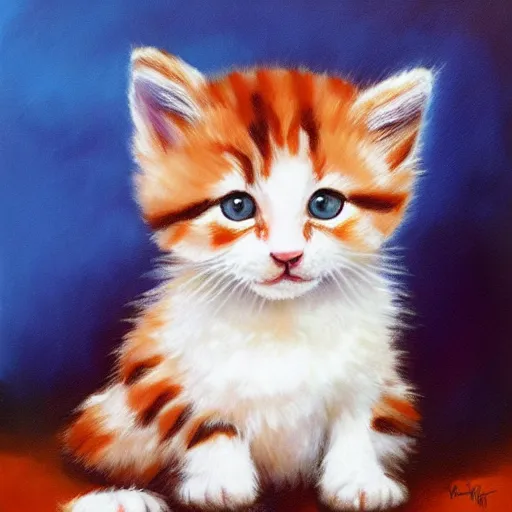 Prompt: bob ross painting of a kitten