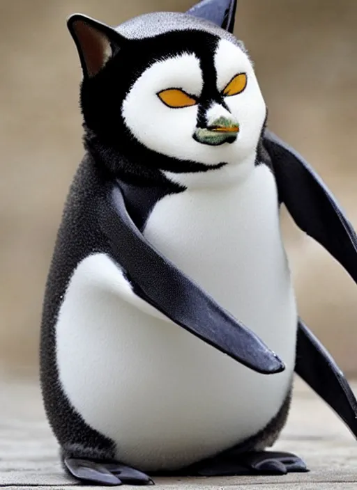 Image similar to a penguin cat hybrid