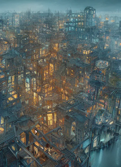 Image similar to the urban island of clocks, au naturel, hyper detailed, digital art, trending in artstation, cinematic lighting, studio quality, smooth render, unreal engine 5 rendered, octane render, art style by klimt and nixeu and ian sprigger and wlop and krenz cushart