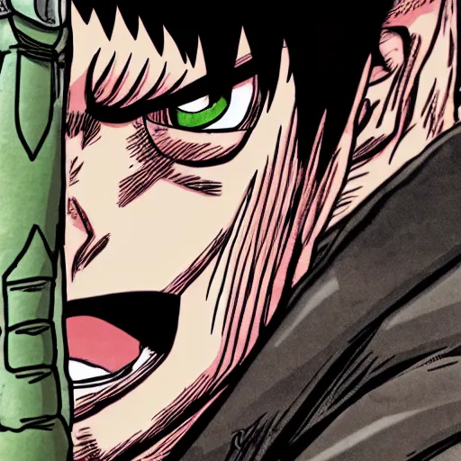 Image similar to guts from berserk in the style of chris chan, high detail