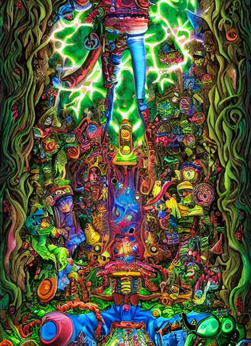 Image similar to machine elves in wonderland,dmt, portal, wonderland