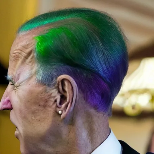 Prompt: joe biden, purple and green hair