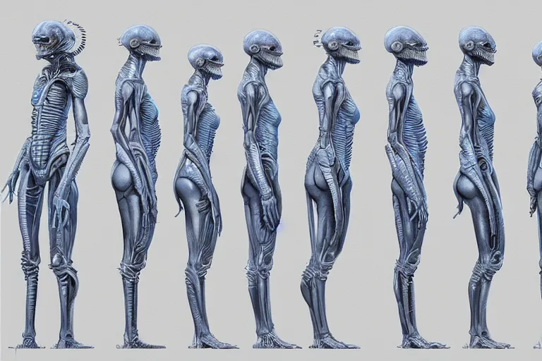 Prompt: Blueprint of alien queen, biology, sectioned, detailed, artstation, cgsociety, Ralph McQuarrie and Greg Rutkowski