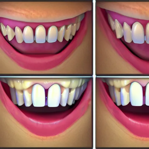 Image similar to poorly rendered 3 d set of teeth