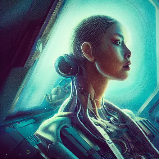 Image similar to hyperrealistic portrait of a woman monster astronaut, full body portrait, well lit, intricate abstract. cyberpunk, intricate artwork, by Tooth Wu, wlop, beeple. octane render,in the style of Jin Kagetsu, James Jean and wlop, highly detailed, sharp focus, intricate concept art, digital painting, ambient lighting, 4k, artstation